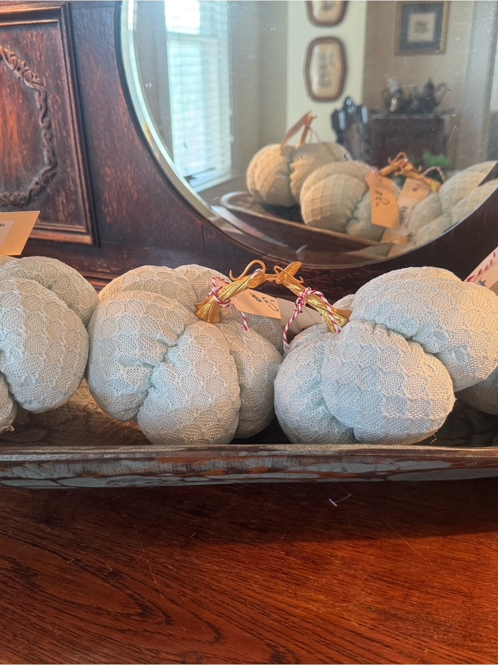 Set of Fabric Pumpkins - Soft Light Blue